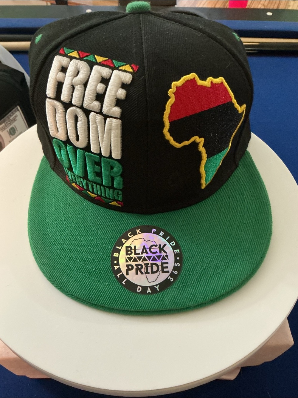 Freedom Over Everything Black & Green Snapback Hat